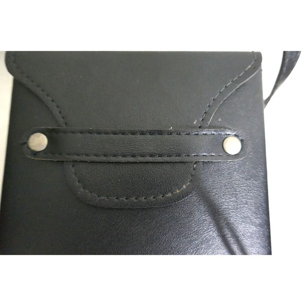 Vintage Black Leather Square Rigid Camera Case Kit Bag w Strap Movie Prop Rare